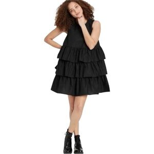 Who What Wear Black Ruffled Mini Dress